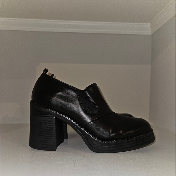 Vintage Y2K So Leather Chunky Platform Heel Slip On 7M Black - Picture 2 of 16